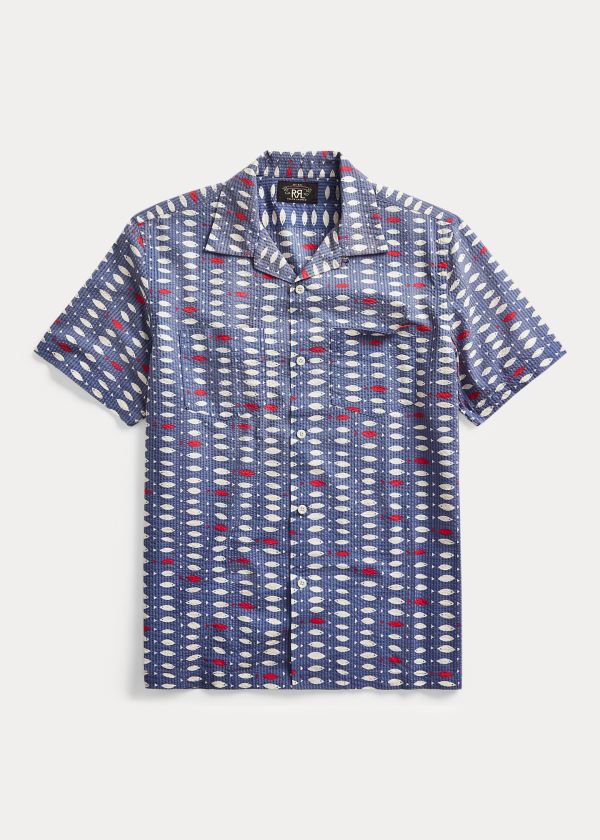 Camisa Ralph Lauren Fish-Print Seersucker Homem 85910-EKBY